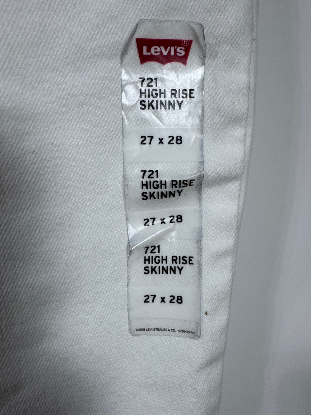 Women's White Levi's® 721™ High Rise Skinny Jeans - Size 27 x 28 - Picture 3 of 9
